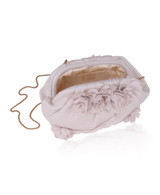 Champagne | Lottie Floral Applique Pouch Clutch Open