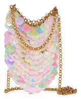 White | Nori AB Sequin Mini Pouch Crossbody Front