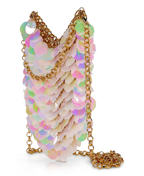 White | Nori AB Sequin Mini Pouch Crossbody Side