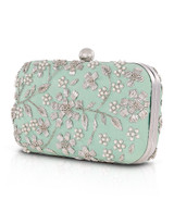 Lt Mint Green | Clover Beaded Floral Minaudiere Side