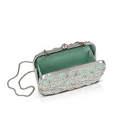 Lt Mint Green | Clover Beaded Floral Minaudiere Open