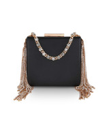 Black | Ryker Crystal Fringe Box Clutch Front
