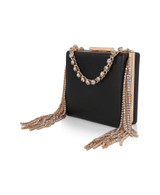 Black | Ryker Crystal Fringe Box Clutch Side