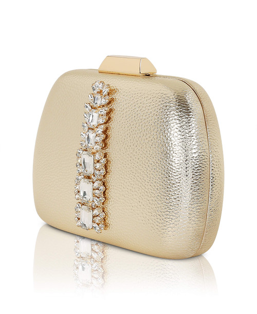 Gold | Halo Crystal Panel Minaudiere Side