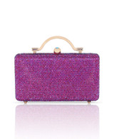 Neon Pink | Jude Crystal Top Handle Minaudiere Front