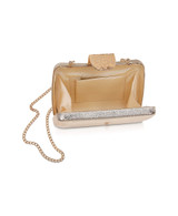 Gold | Tatum Faux Leather Clutch Open