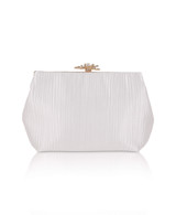 White | Arden Jacquard Satin Pouch Clutch Back