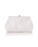 Ivory | Lila Floral Applique Pouch Clutch Front
