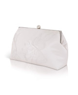 Ivory | Lila Floral Applique Pouch Clutch Side