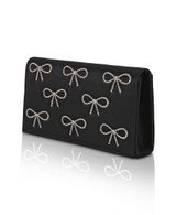 Black | Julie Bow Embellished Flap Clutch Side