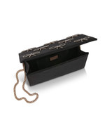 Black | Julie Bow Embellished Flap Clutch Open