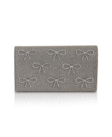 Silver Gold | Julie Bow Embellished Flap Clutch Front