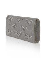 Silver Gold | Julie Bow Embellished Flap Clutch Side
