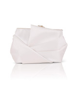 Ivory | Caroline Satin Origami Pouch Clutch  Front