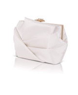 Ivory | Caroline Satin Origami Pouch Clutch  Side