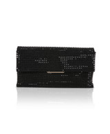Black | Jayden Crystal Mini Envelope Clutch Front