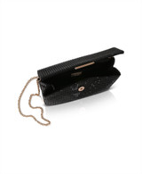 Black | Jayden Crystal Mini Envelope Clutch Open