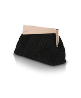 Black | Millie Mini Pleated Satin Pouch Side