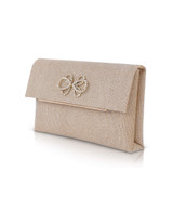 Gold | Alicia Sparkle Jacquard Envelope Clutch Side