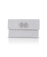 Silver | Alicia Sparkle Jacquard Envelope Clutch Front