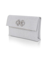 Silver | Alicia Sparkle Jacquard Envelope Clutch Side