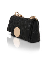 Black | Tara Quilted Faux Leather Mini Crossbody Side