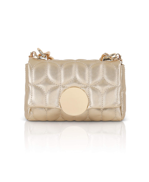 Gold | Tara Quilted Faux Leather Mini Crossbody Front
