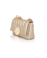 Gold | Tara Quilted Faux Leather Mini Crossbody Side