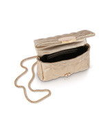 Gold | Tara Quilted Faux Leather Mini Crossbody Open