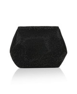 Black | Hallie Crystal Mini Baguette Pouch Clutch Back