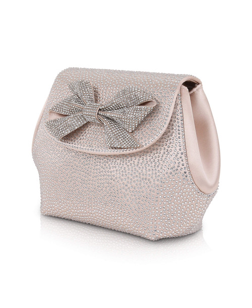 Champagne | Hallie Crystal Mini Baguette Pouch Clutch Side