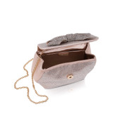 Champagne | Hallie Crystal Mini Baguette Pouch Clutch Open