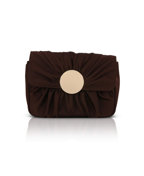Brown | Romie Pleated Mini Crossbody Front