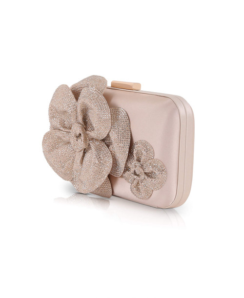 Champagne | Fleur Floral Minaudiere Box Clutch Side