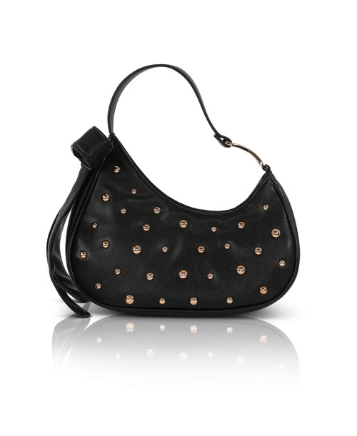 Black | Arabella Faux Leather Shoulder Handbag Front