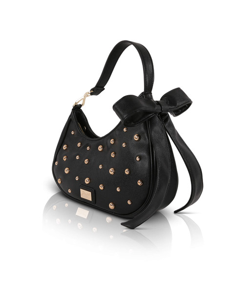 Black | Arabella Faux Leather Shoulder Handbag Side