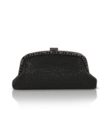 Black | Brielle Crystal Pouch with Crystal Frame Front