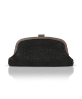 Black | Brielle Crystal Pouch with Crystal Frame Back