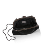 Black | Brielle Crystal Pouch with Crystal Frame Open