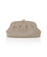 Gold | Khari Rhinestone Pleated Pouch Front