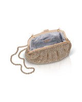Gold | Khari Rhinestone Pleated Pouch Open