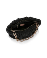 Black | Vivienne Crystal Mesh Pleated Pouch Open