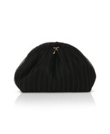 Black | Vale Pleated Tulle and Satin Mini Pouch Clutch Front
