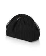 Black | Vale Pleated Tulle and Satin Mini Pouch Clutch Side