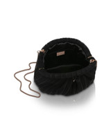 Black | Vale Pleated Tulle and Satin Mini Pouch Clutch Open
