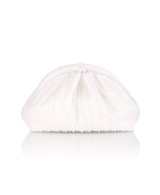 White | Vale Pleated Tulle and Satin Mini Pouch Clutch Back
