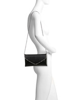 Black | Mika Mixed Crystal Satin Envelope Clutch Form