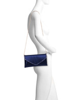 Navy | Mika Mixed Crystal Satin Envelope Clutch Form