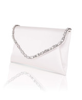 White | Mika Mixed Crystal Satin Envelope Clutch Side