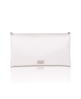 White | Mika Mixed Crystal Satin Envelope Clutch Back
